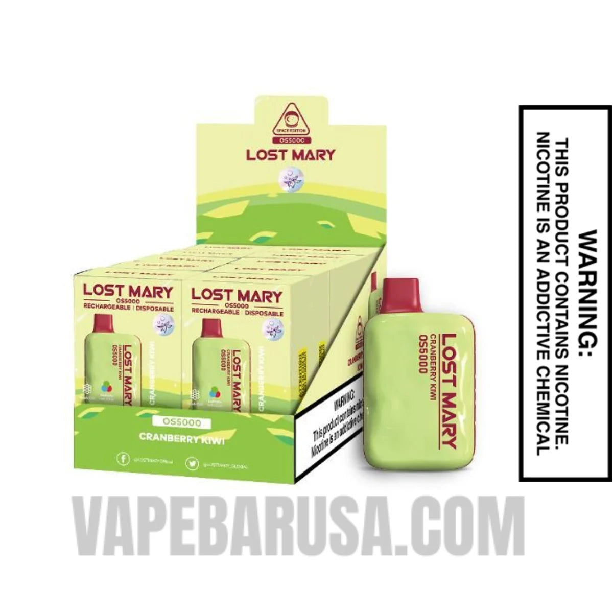 Cranberry Kiwi Lost Mary OS5000 Disposable Vape With Bundle pack