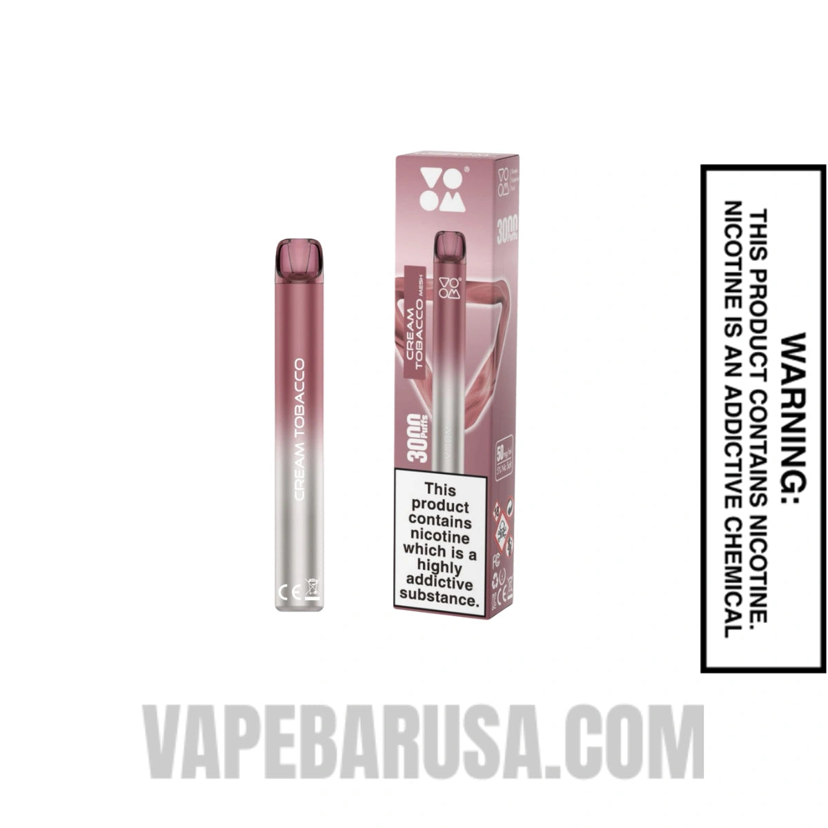 Cream Tobacco Voom Mesh 3000 Puffs Disposable Vape With Package Box 