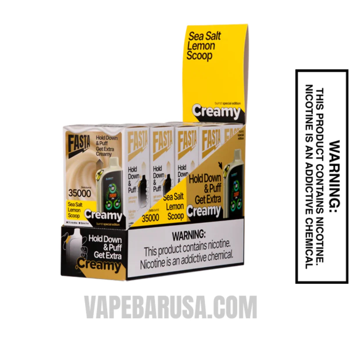 Creamy Sea Salt Lemon Scoop Fasta Burrst 35000 (Creamy Edition) Vape With Bundle Pack 