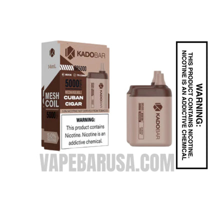 Cuban Cigar Kado Bar BR5000 Disposable Vape With Package Box