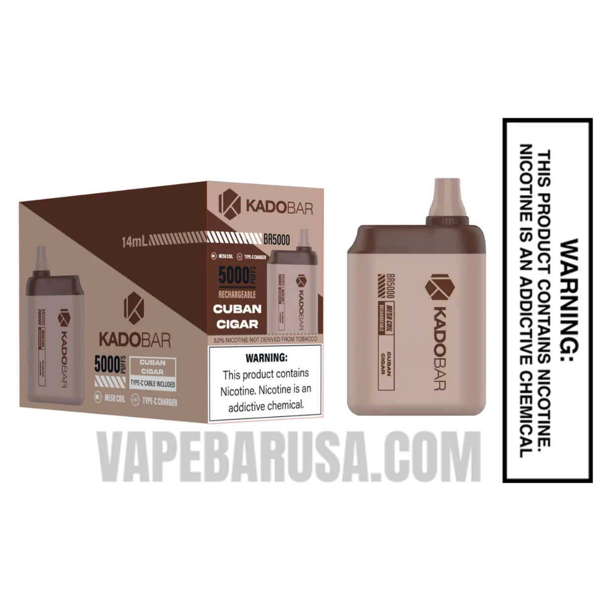 Cuban Cigar Kado Bar BR5000 Disposable Vape with Bundle Pack