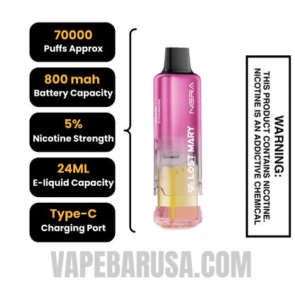 Dragon Strawnana Lost Mary Nera Fullview 70K Disposable Vape Pod Specifications