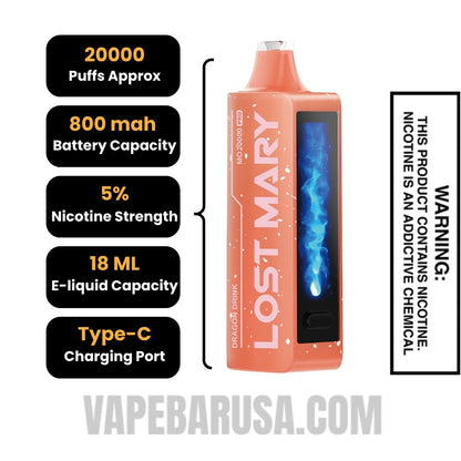 Dragon Drink Lost Mary MO20000 Disposable Vape specifications
