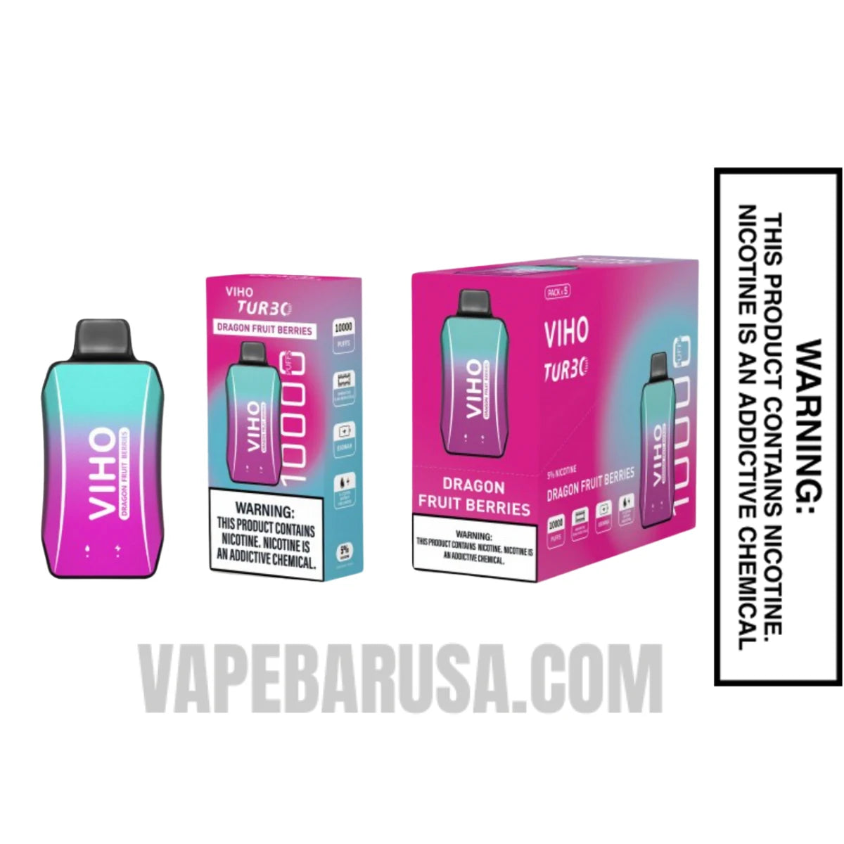 Dragon Fruit Berries VIHO Turbo Vape 10000 Puffs With Bundle Pack