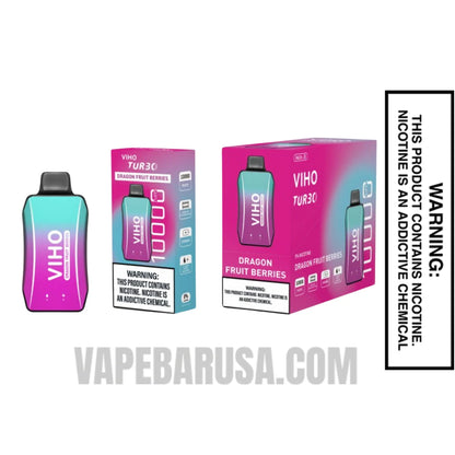 Dragon Fruit Berries VIHO Turbo Vape 10000 Puffs With Bundle Pack