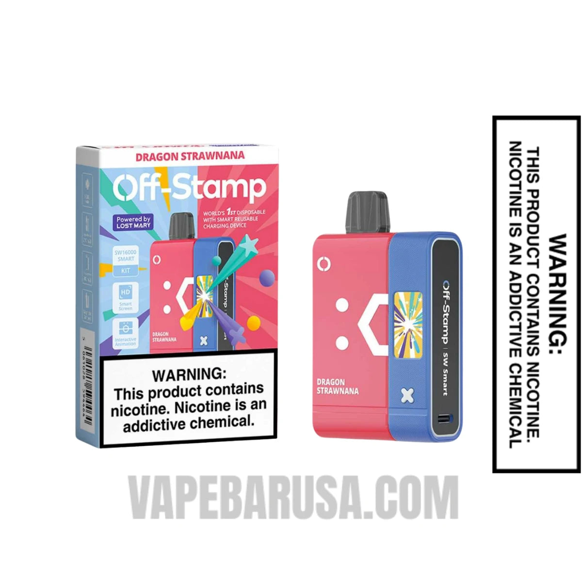 Dragon Strawnana Off Stamp SW16000 Disposable Vape Kit With Package Box