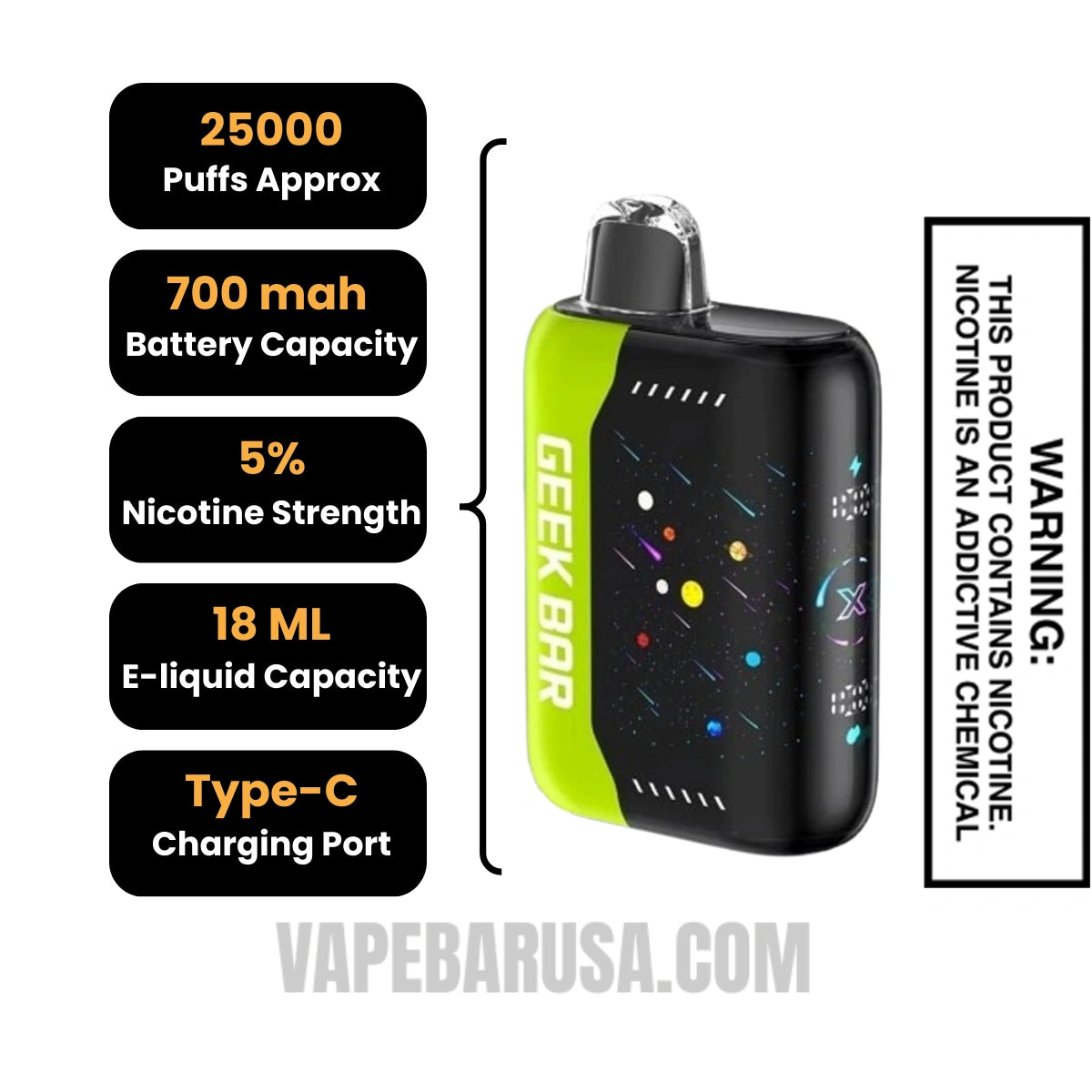 Dualicious Geek Bar Pulse X Disposable Vape Specifications