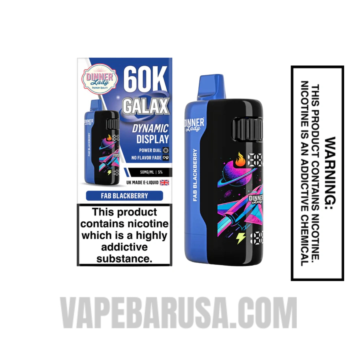 Fab Blackberry Dinner Lady Galax 60K Disposable Vape With Package Box