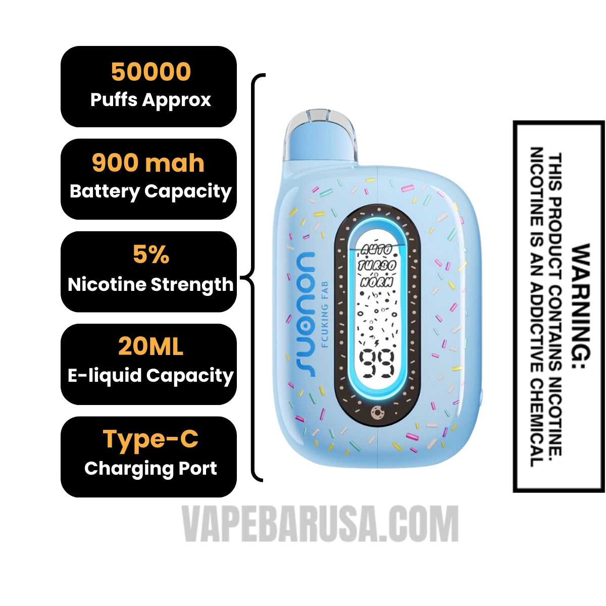 Fcuking Fab Suonon Donete 50k Disposable Vape Specifications