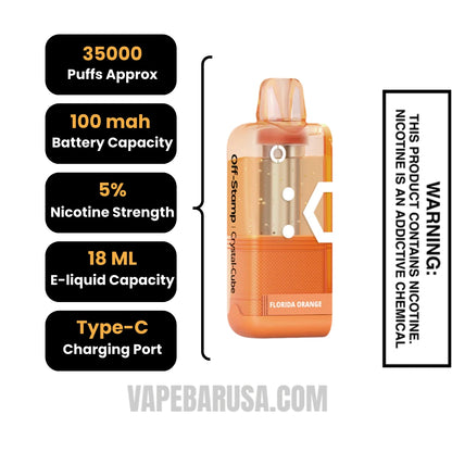 Florida Orange Off Stamp X Cube Crystal Cube 35K Vape Pod Specifications