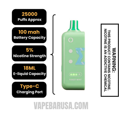 Forest Mint Off Stamp Ice Cube 25K Disposable Pod Specifications