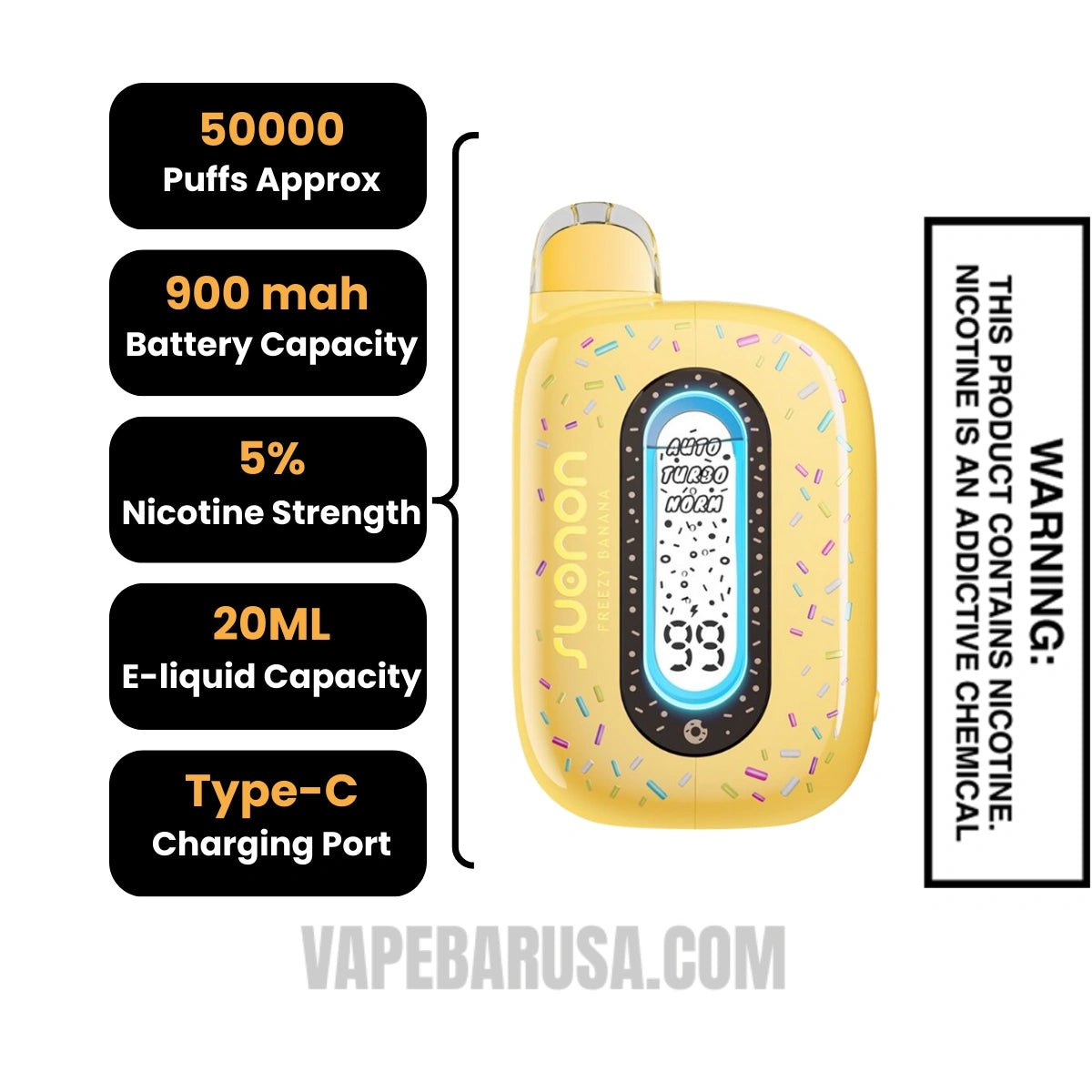 Freezy Banana Suonon Donete 50k Disposable Vape Specifications
