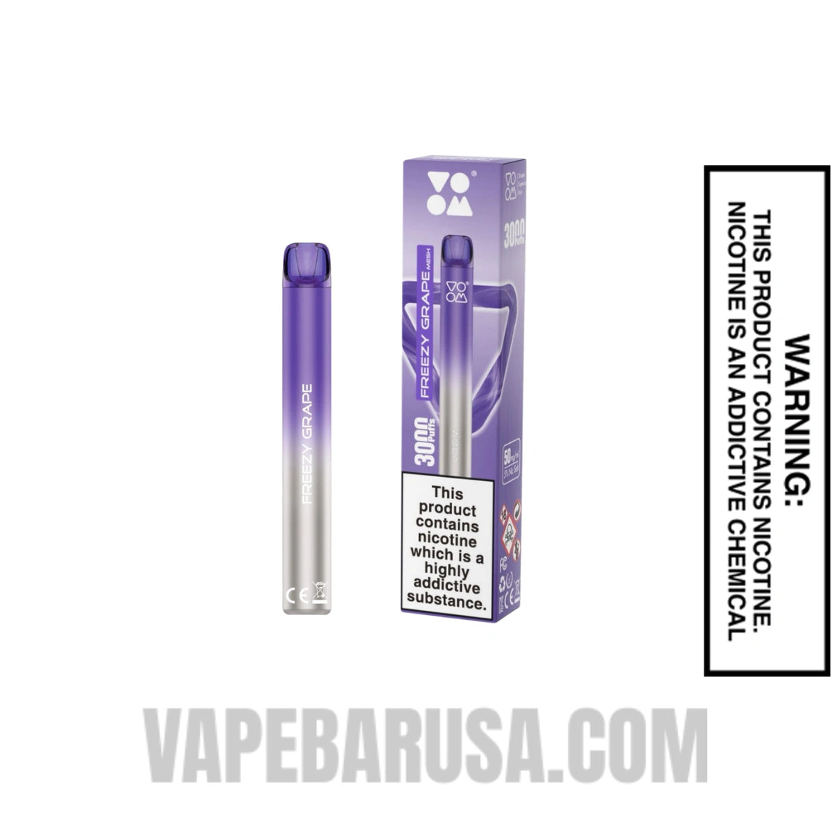 Freezy Grape Voom Mesh 3000 Puffs Disposable Vape With Package Box
