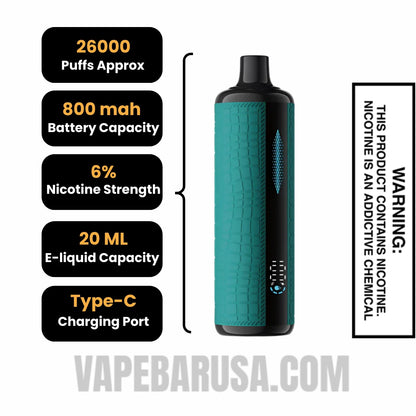 Fresh Melon Lost Mary x Urban Tale E Hookah Disposable Vape Specifications