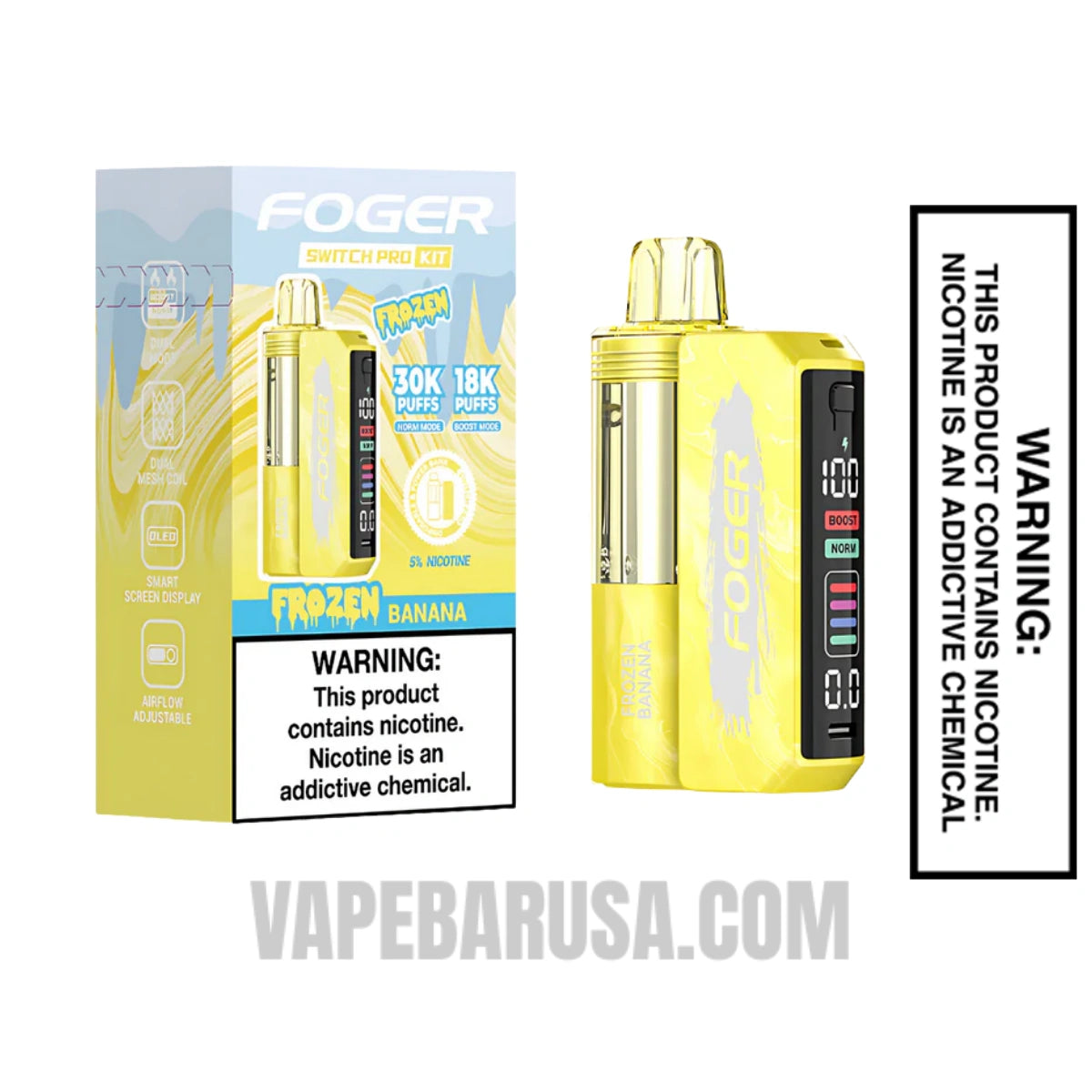 Frozen Banana Foger Switch Pro 30K Disposable Vape Kit With Package Box