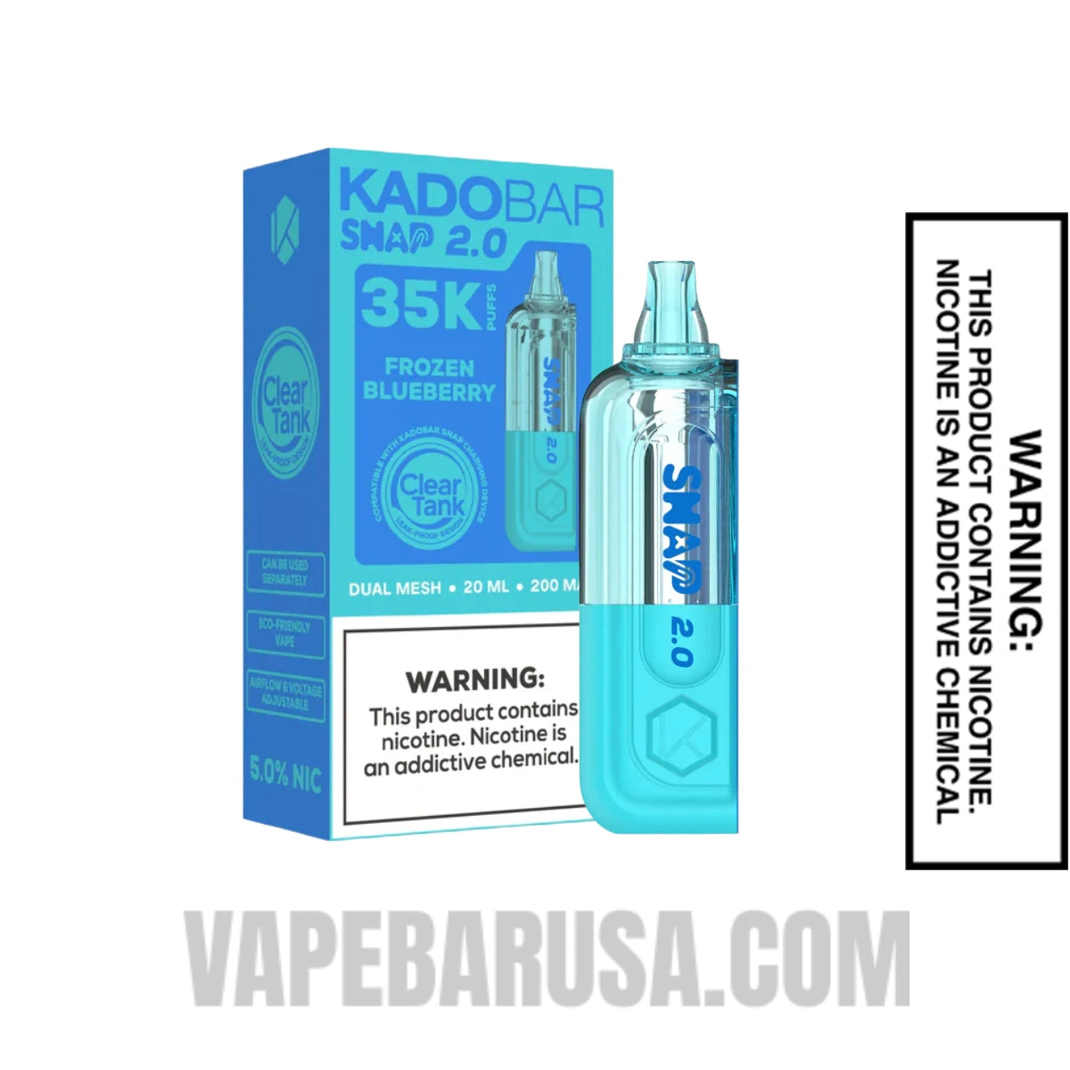 Frozen Blueberry Kado Bar Snap 2.0 35K Disposable Vape Pod with Package Box