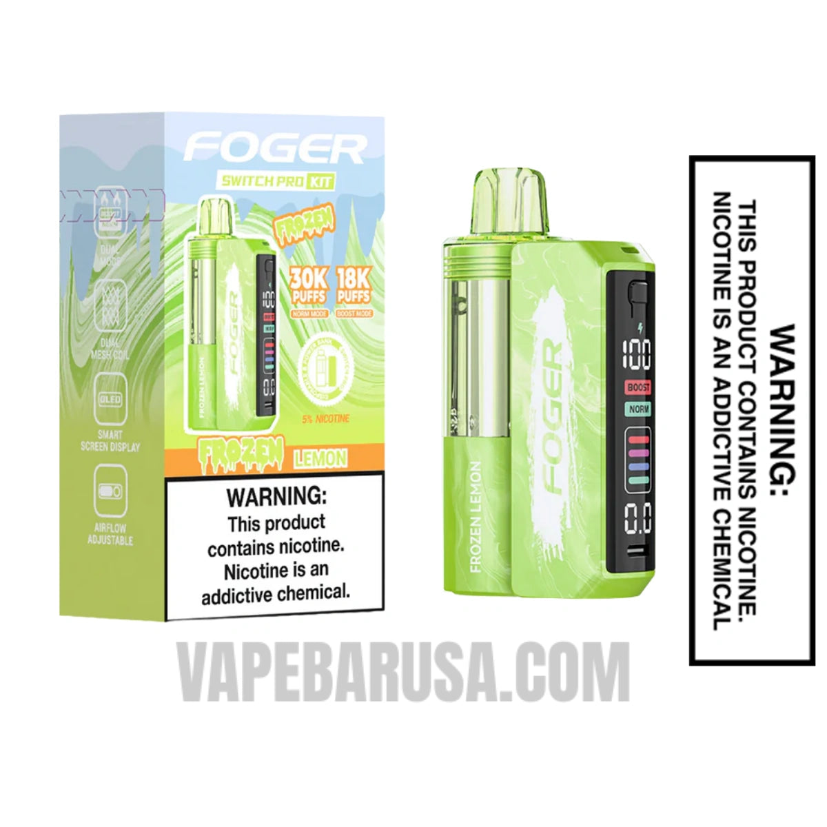 Frozen Lemon Foger Switch Pro 30K Disposable Vape Kit With Package Box