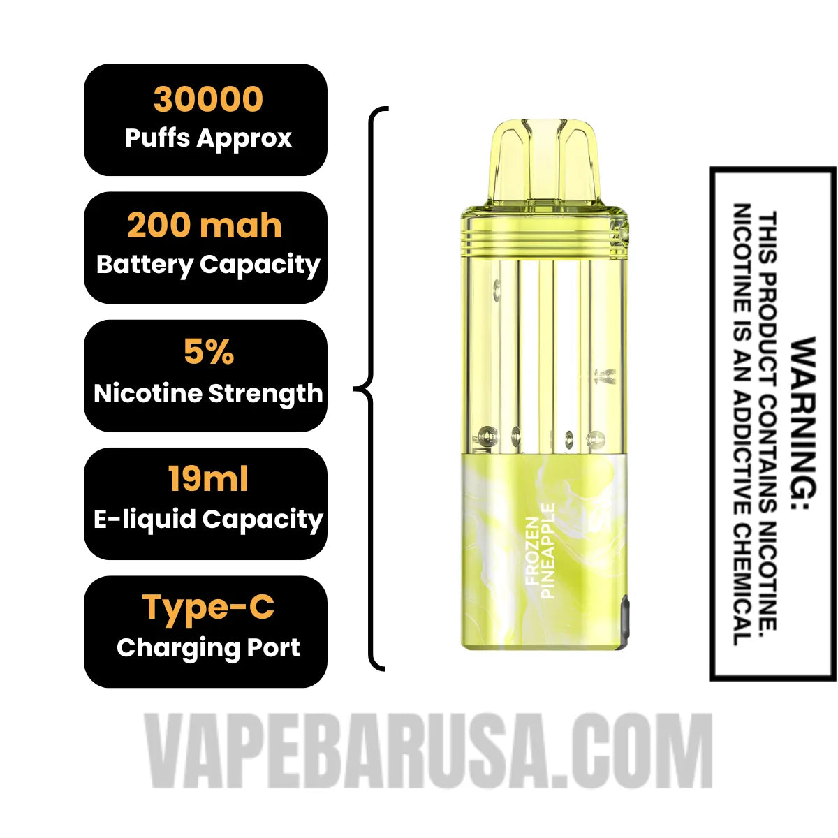 Frozen Pineapple Foger Switch Pro 30K Disposable Vape Pod Specifications