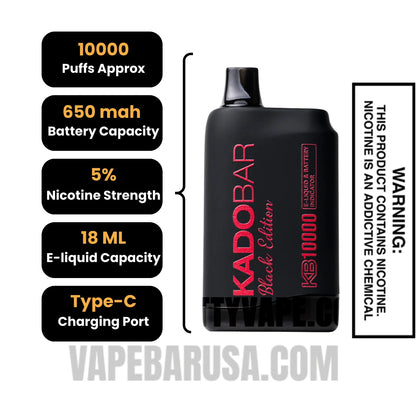 Frozen Red Apple Kado Bar Black Edition Disposable Vape Specifications