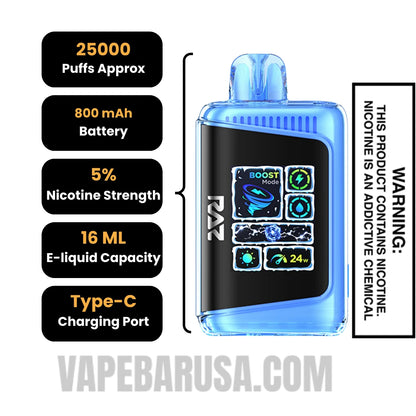 Frozen Raspberry Watermelon RAZ DC25000 Frozen Edition Vape Specifications