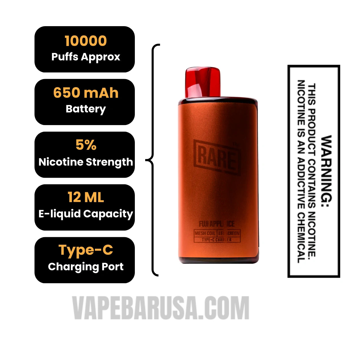 Fuji Apple Ice Rare Palm 10000 Disposable Vape Specifications