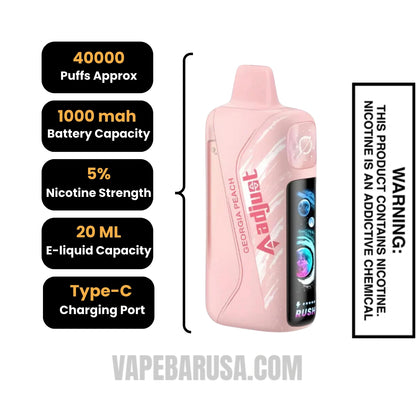 Georgia Peach Adjust MyRusher 40K Disposable Vape Specifications