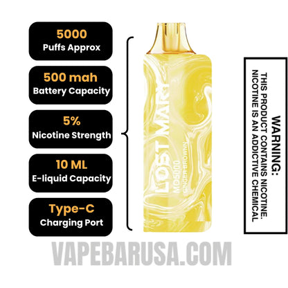 Ginger Brown Lost Mary MO5000 Disposable Vape Specifications