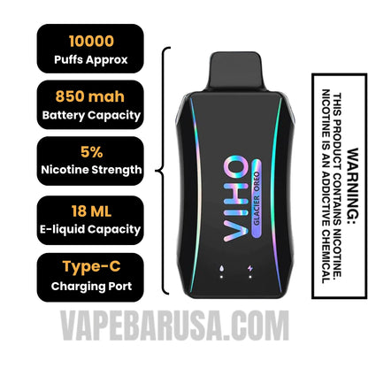 Glacier Oreo VIHO Turbo Vape 10000 Puffs Specifications