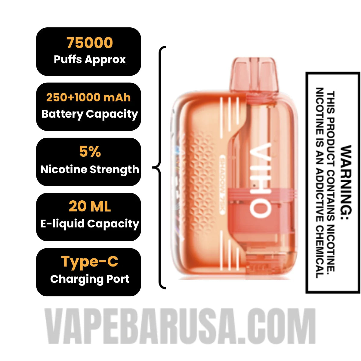 Glazed Donut VIHO Shadow 75K Vape Kit Specifications