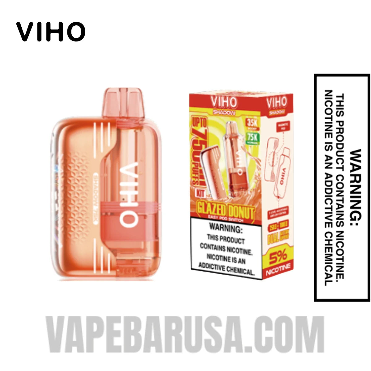 Glazed Donut VIHO Shadow 75K Vape Kit With Package Box