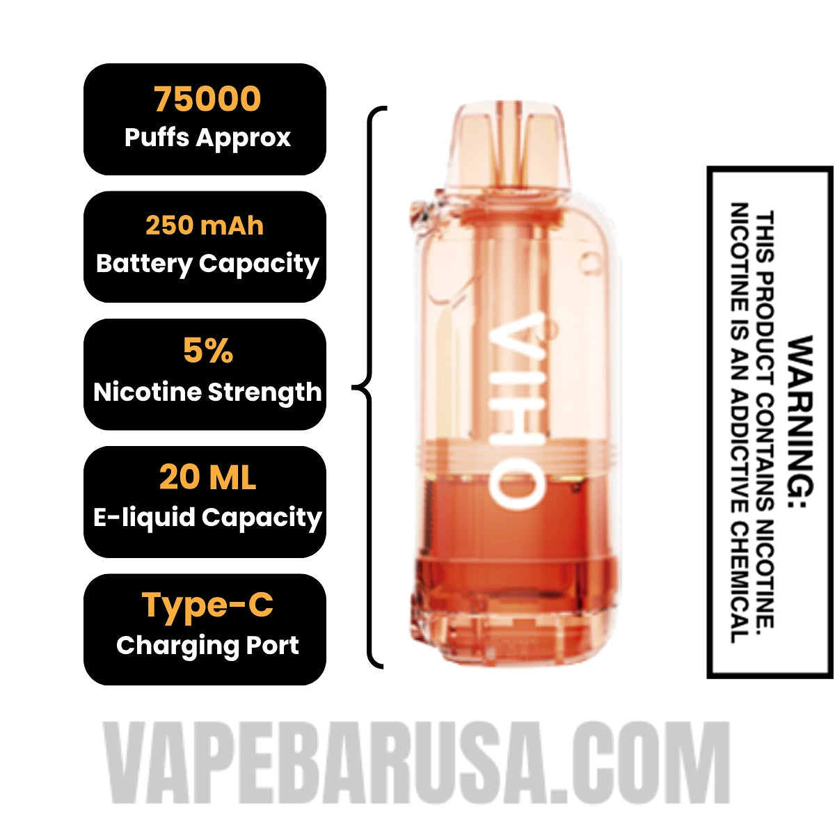 Glazed Donut VIHO Shadow 75K Vape Pod Specifications