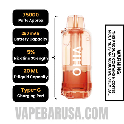 Glazed Donut VIHO Shadow 75K Vape Pod Specifications