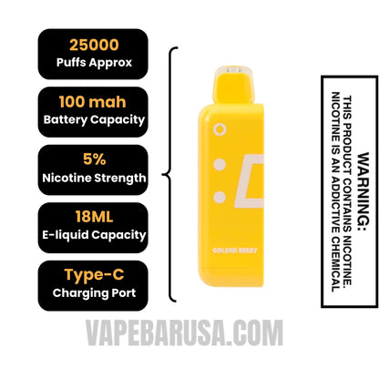 Golden Berry Off Stamp Classic Cube 25K Disposable Pod Specifications