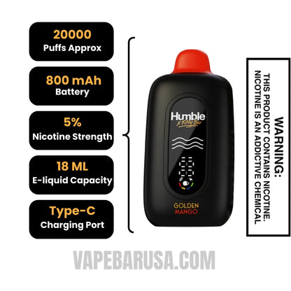 Golden Mango Humble X Fifty Bar 20K Disposable Vape Specifications