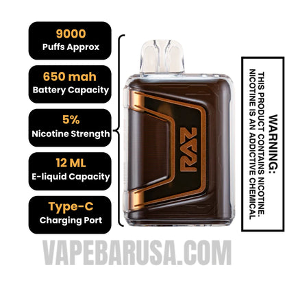 Graham Twist RAZ TN9000 Disposable Vape Specifications