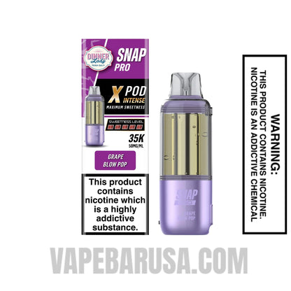Grape Blow Pop Dinner Lady Snap Pro Intense 35K Pre-filled Replacement Pod with package box