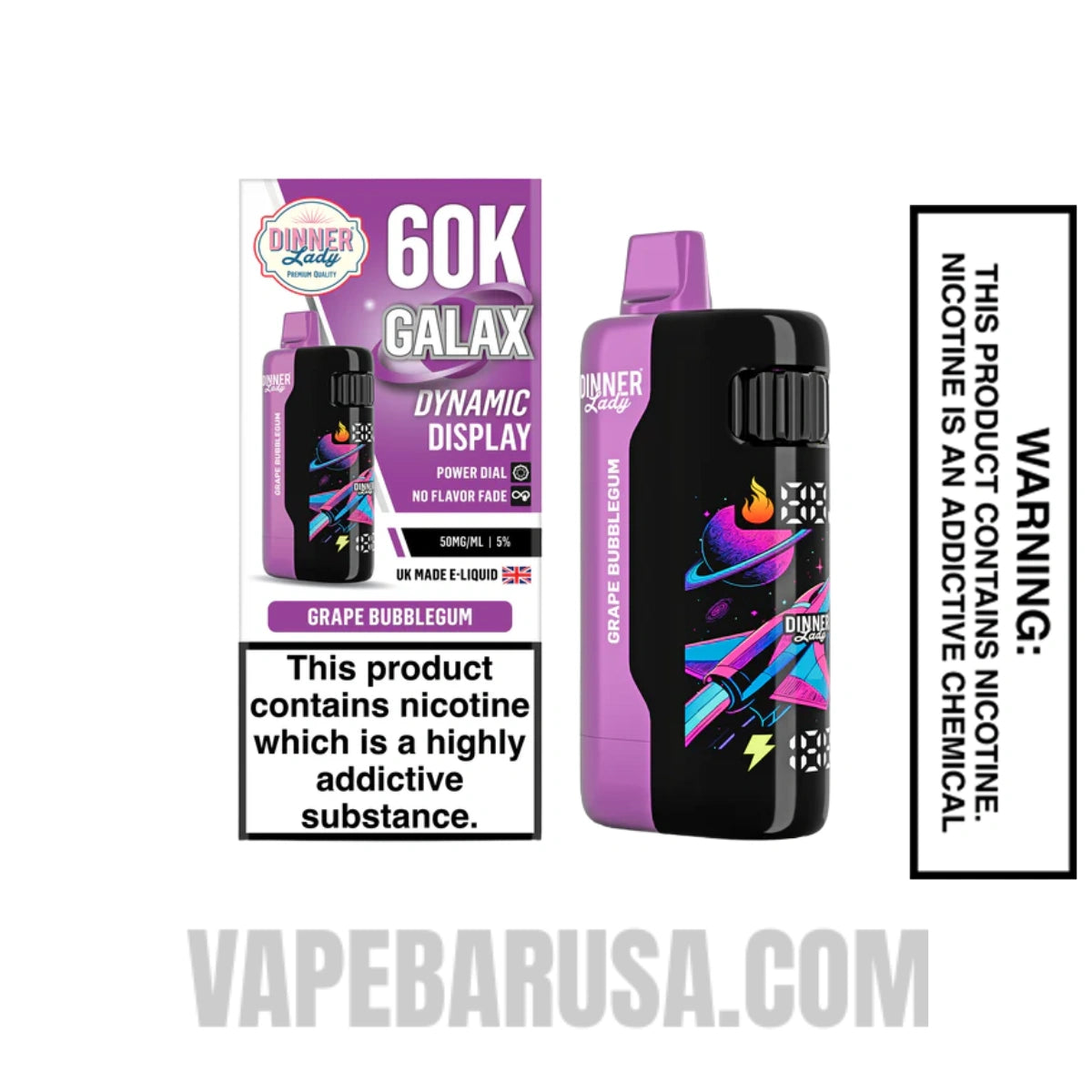 Grape Bubblegum Dinner Lady Galax 60K Disposable Vape With Package Box