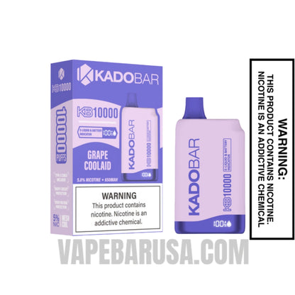 Grape Coolaid Kado Bar 10000 Puffs 0% Nicotine Vape With Package Box