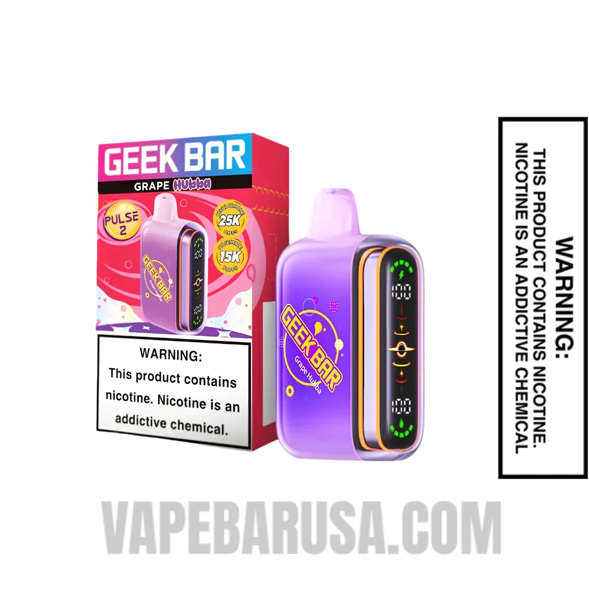 Grape Geek Bar Pulse 2 Hubba Edition Disposable Vape With Package Box