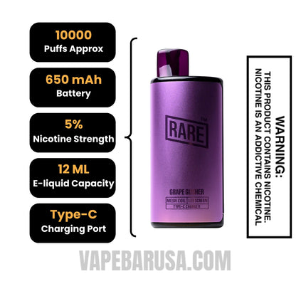 Grape Gusher Rare Palm 10000 Disposable Vape Specifications