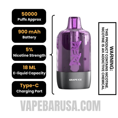 Grape Ice Beri Cliq 50K Disposable Vape Pod Specifications