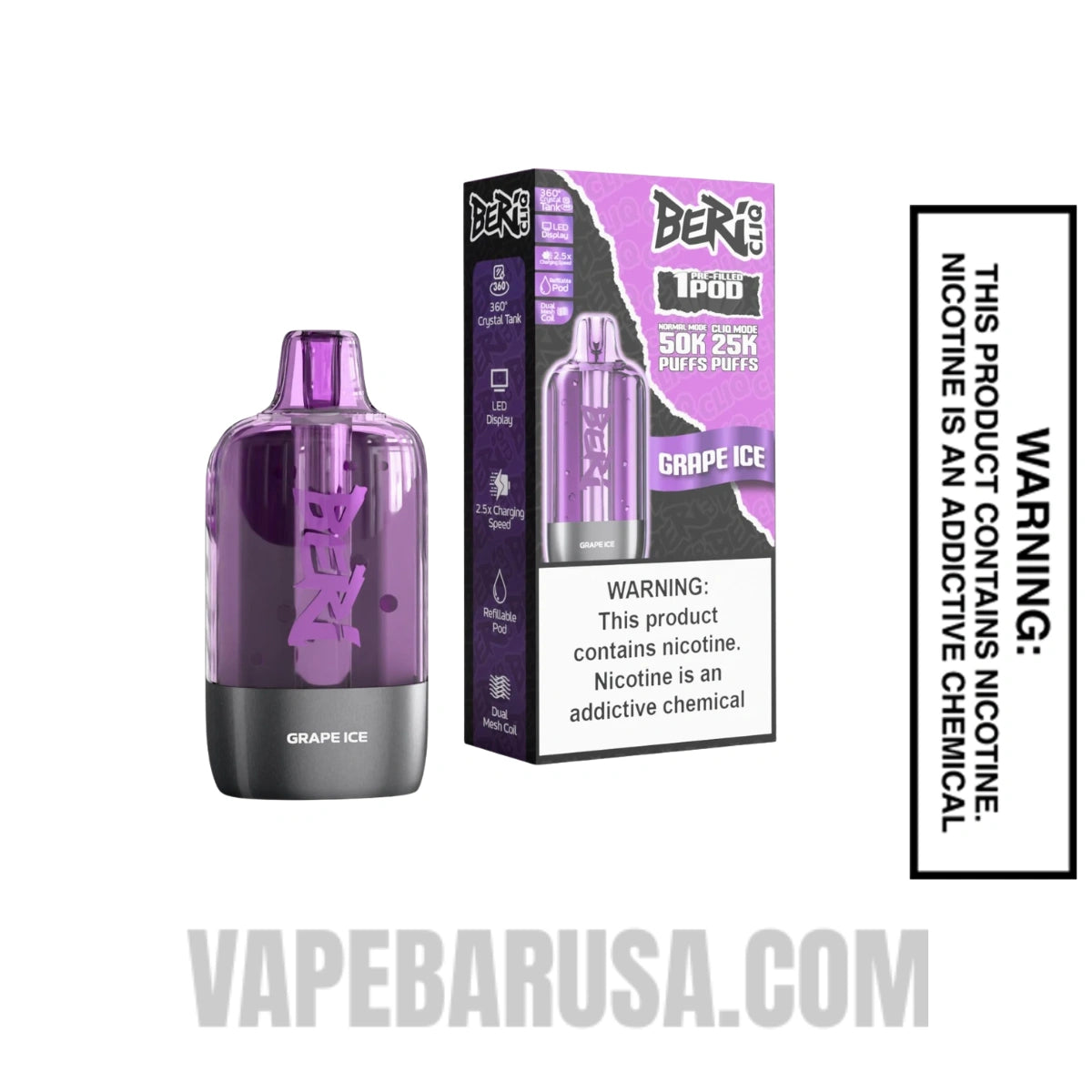 Grape Ice Beri Cliq 50K Disposable Vape Pod With Package Box