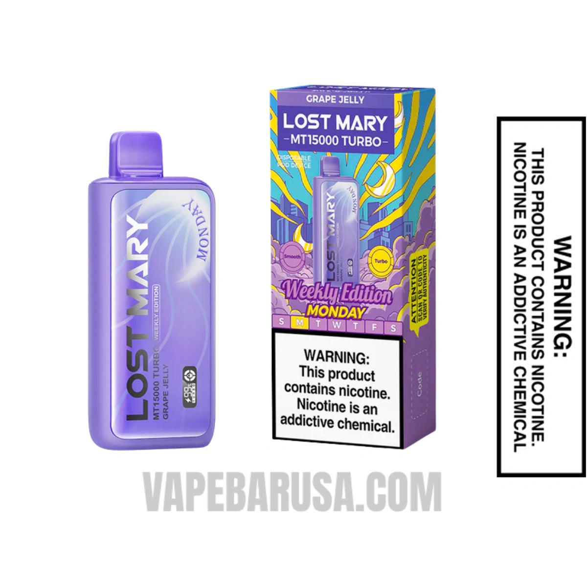 Grape Jelly Lost Mary MT15000 Turbo Vape (Monday) With Package Box