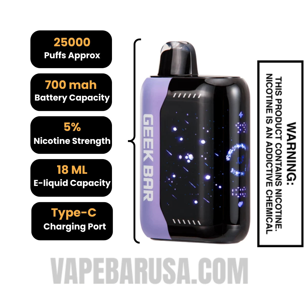 Grape Slush Geek Bar Pulse X Disposable Vape Specifcations