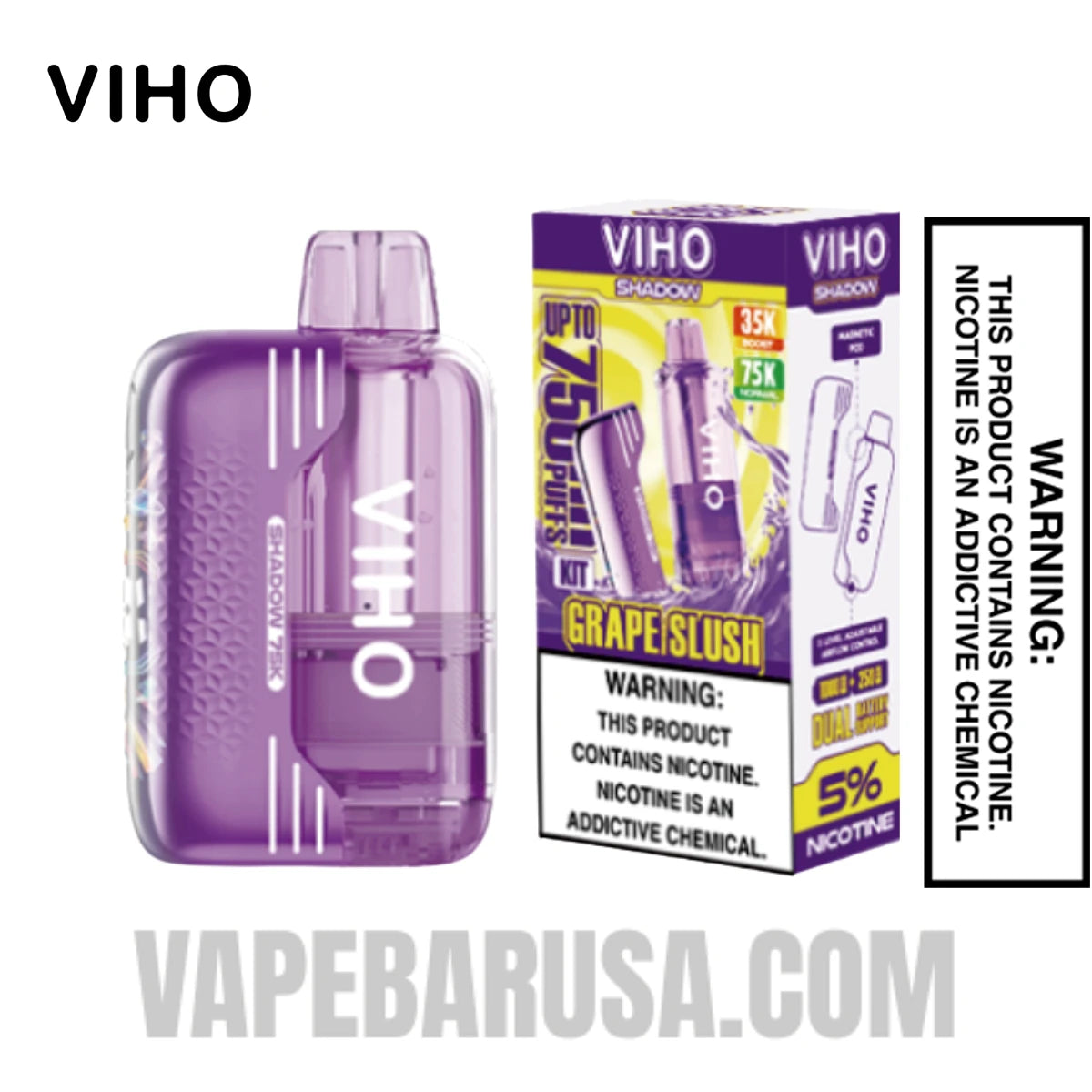 Grape Slush VIHO Shadow 75K Vape Kit With Package Box
