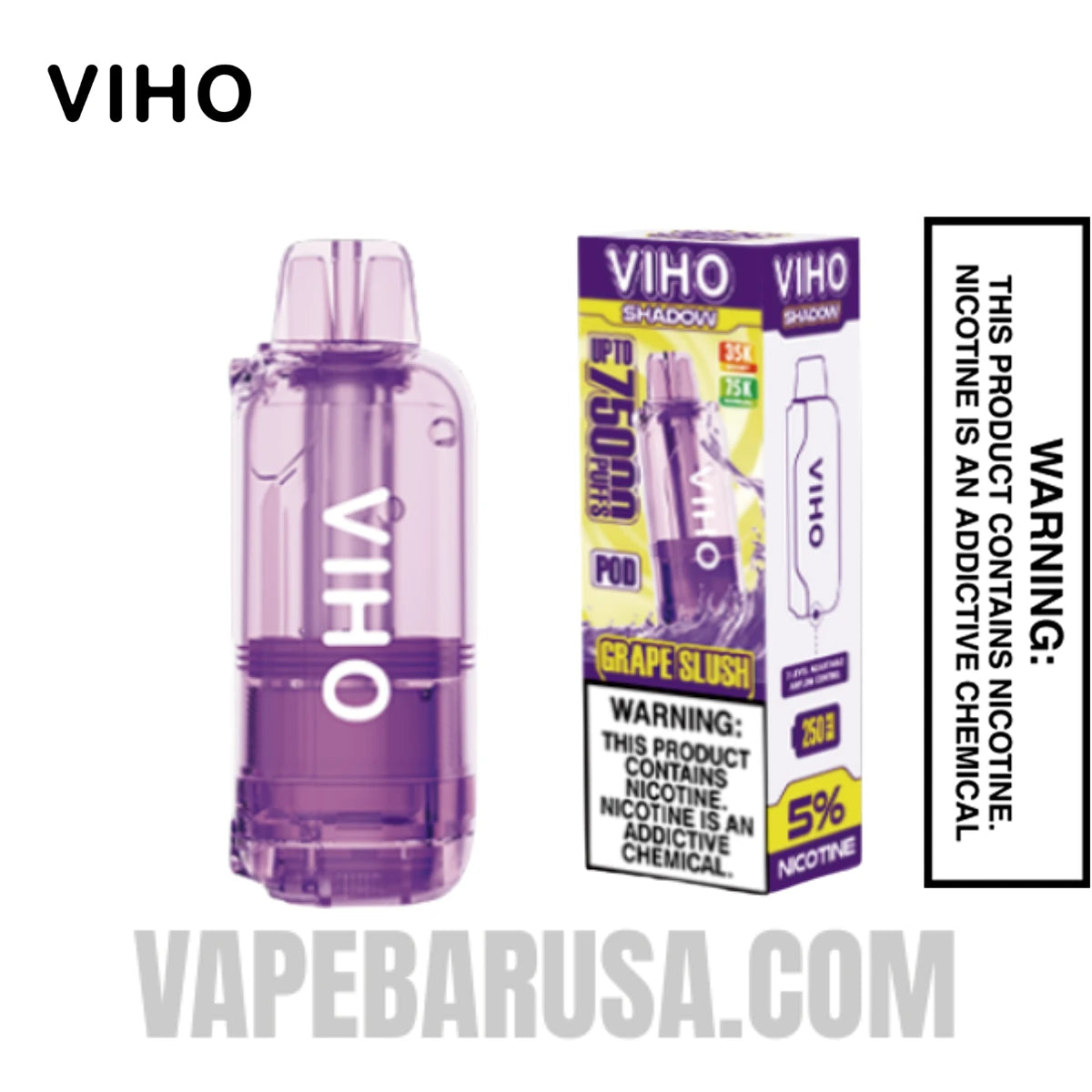 Grape Slush VIHO Shadow 75K Vape Pod With Package Box