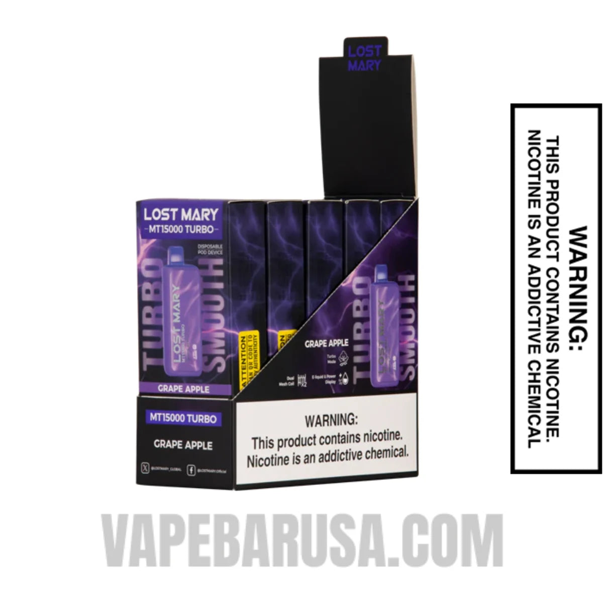 Grape Apple Lost Mary MT15000 Disposable Vape with bundle Pack