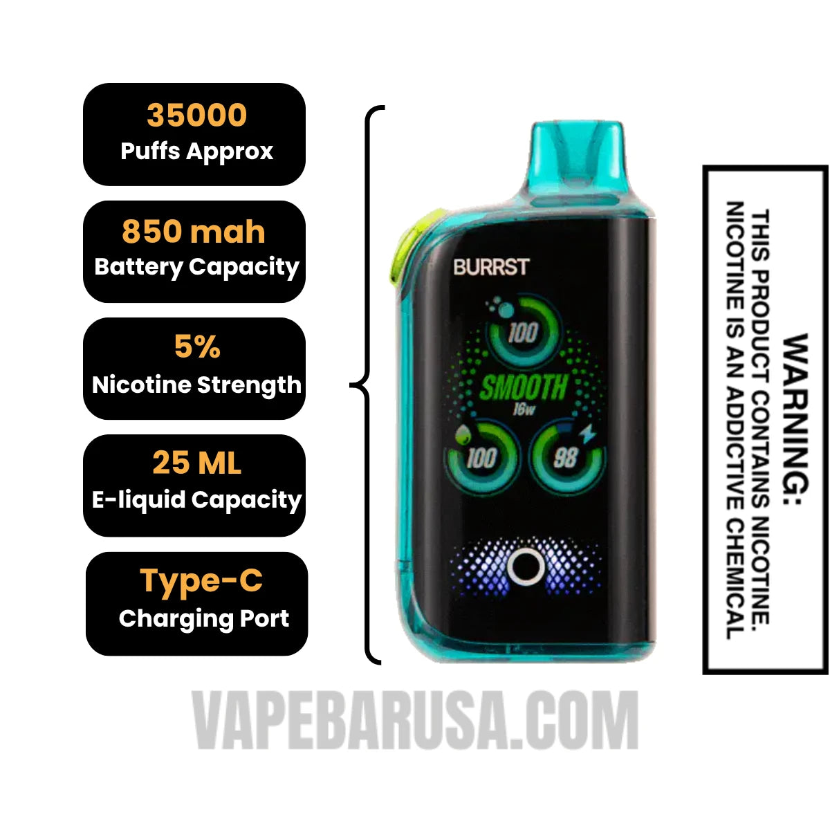 Grape B-Pop / Grape Soda Fasta Burrst 35000 (Fizz Series) Vape specifications