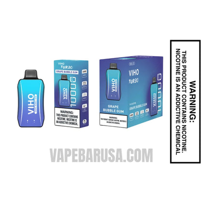 Grape Bubble Gum VIHO Turbo Vape 10000 Puff With Bundle Pack