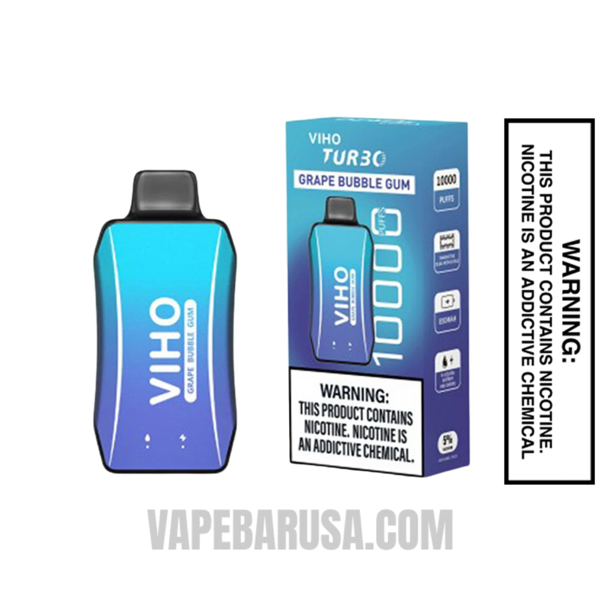 Grape Bubble Gum VIHO Turbo Vape 10000 Puff With Package Box